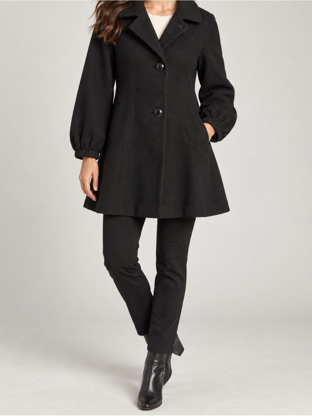 Banana Republic Black Wool-Blend Pea Coat Size 5